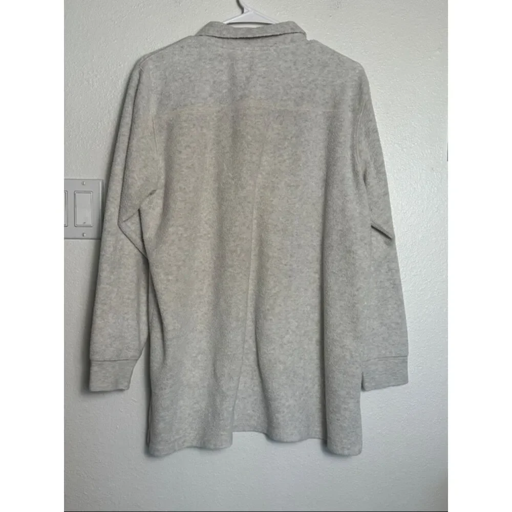 Soft Surroundings Natural Cuddle Pullover Henley Sweater Womens Medium Grey